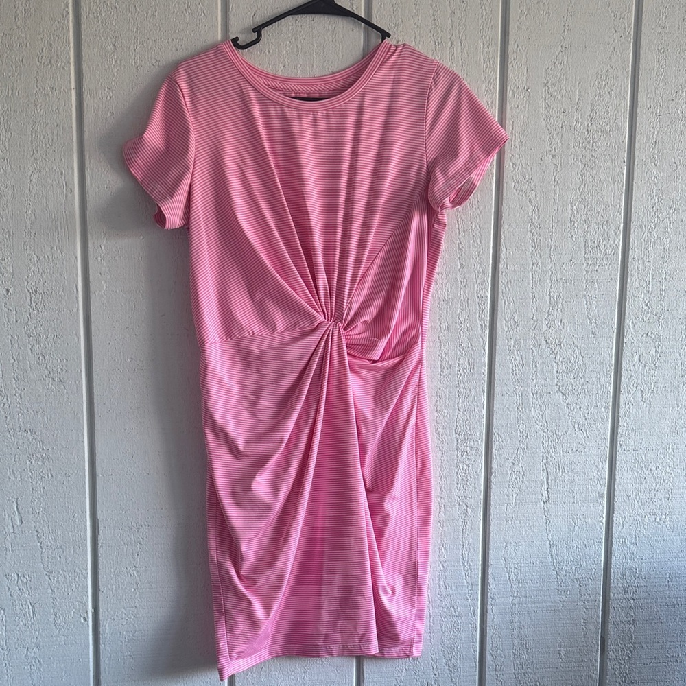 Vineyard Vines Sankaty Malibu Pink Knotted T-Shirt Dress Medium